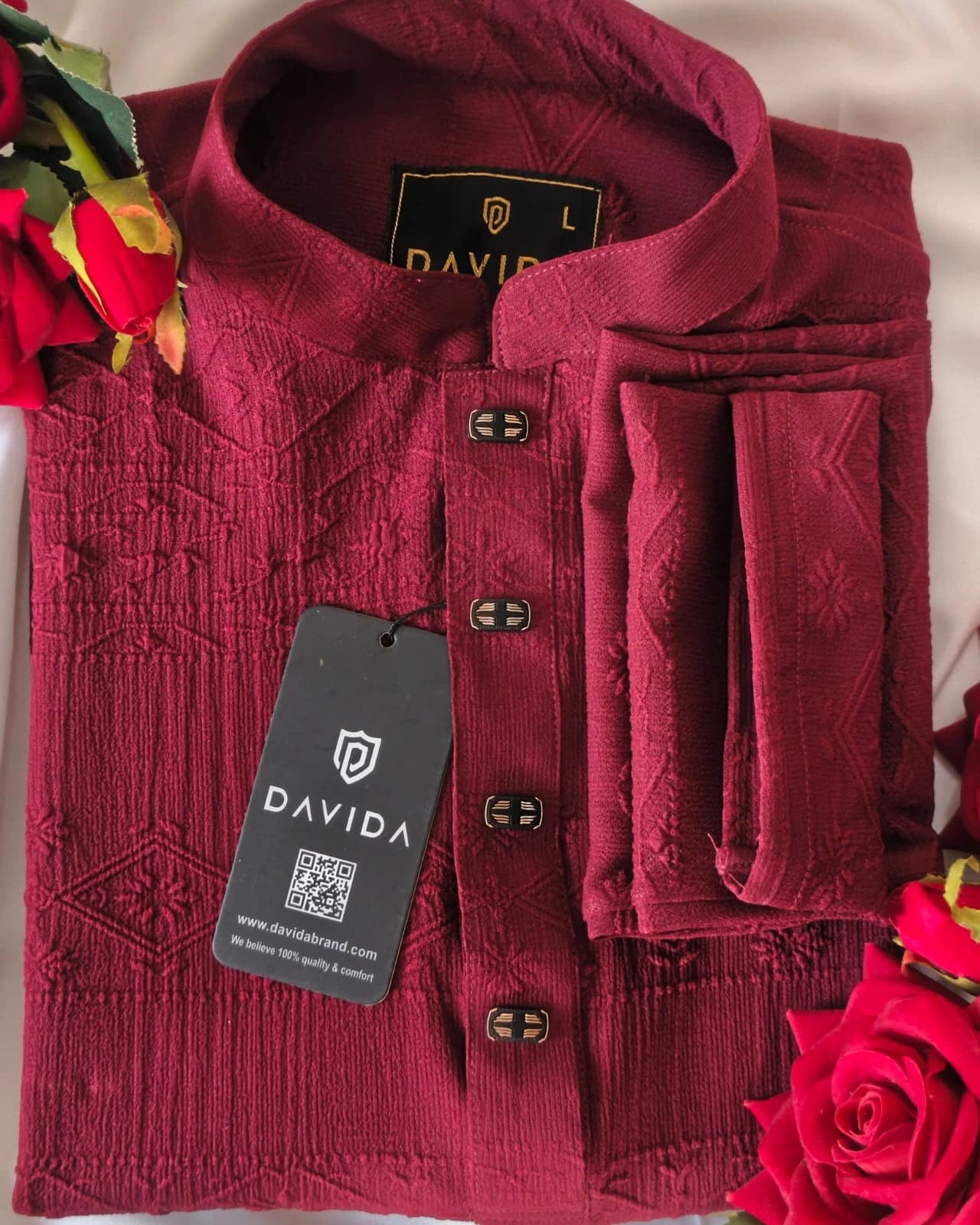 Chinese Ambush Cotton Panjabi (Maroon)