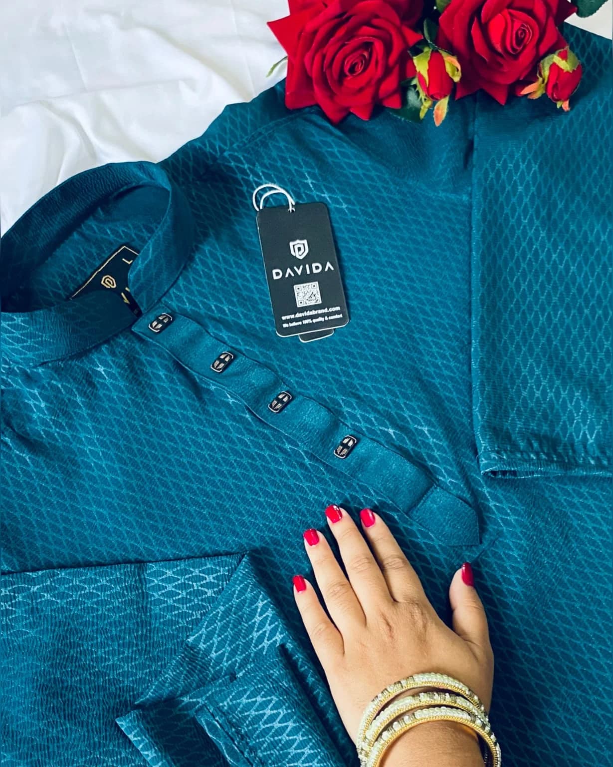 Chinese Zafran Cotton Panjabi (Blue)