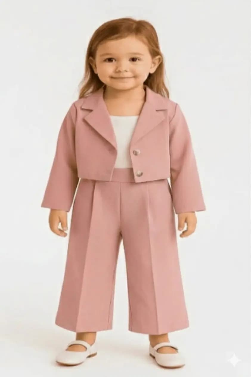 Kids Western Style Track Suit - Dusty Pink