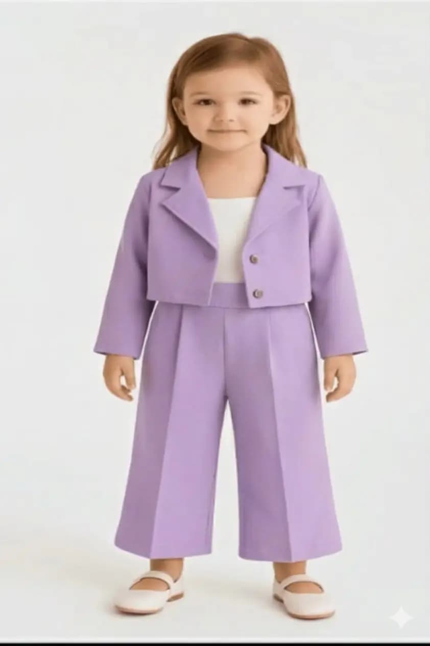 Kids Western Style Track Suit - Lavender