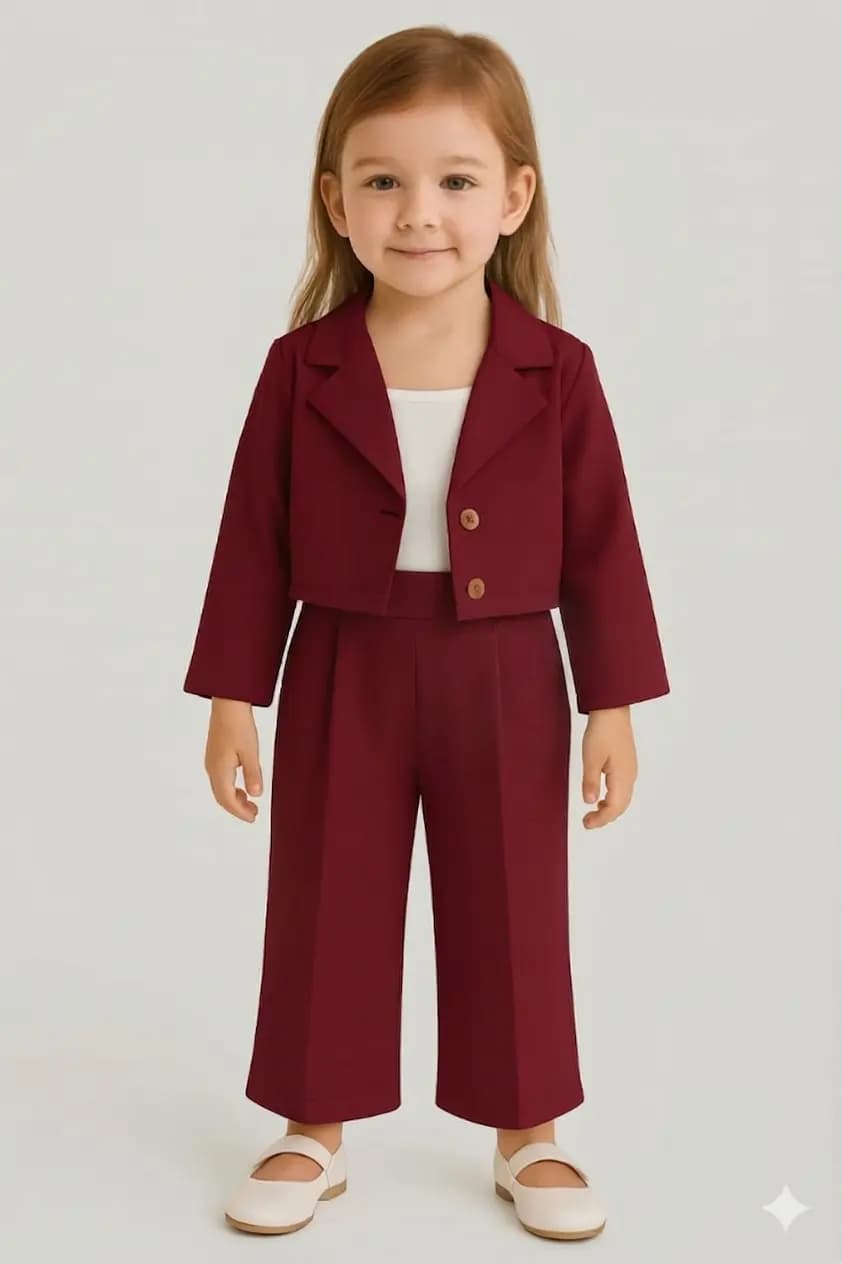 Kids Western Style Track Suit - Maroon